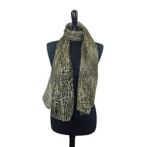 Sheer Animal Print Scarf Rectangle Wide Cheetah Leopard Zebra